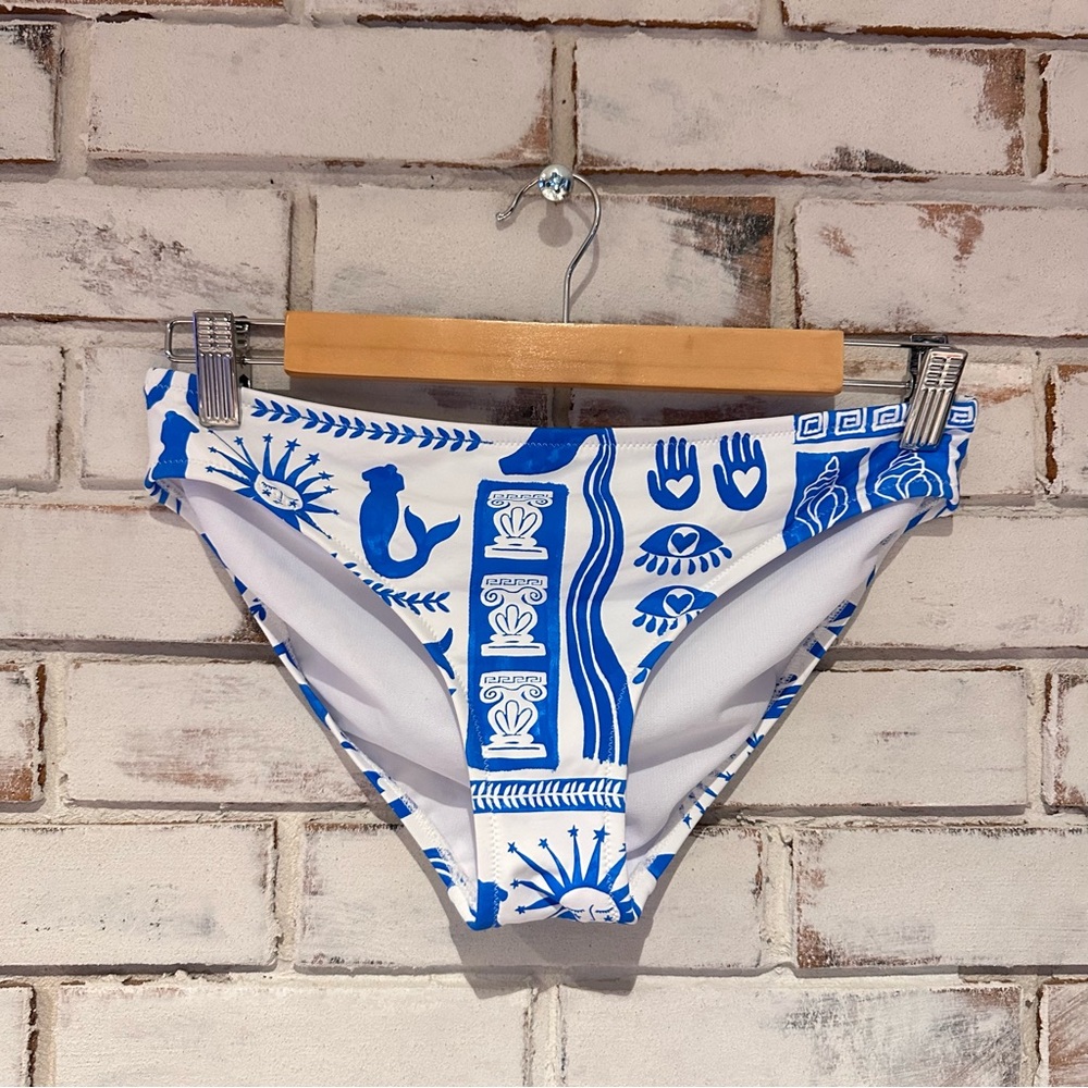 Johnny Was Blue & White Graphic Bikini Bottoms